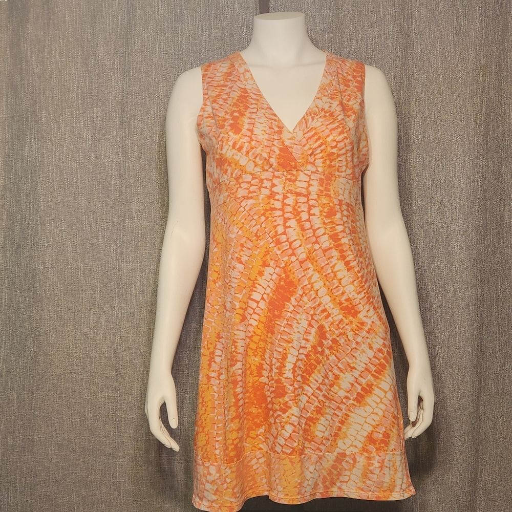 Calvin Klein Jeans Dress Midi V neck Tank Dress Colorful Lightweight